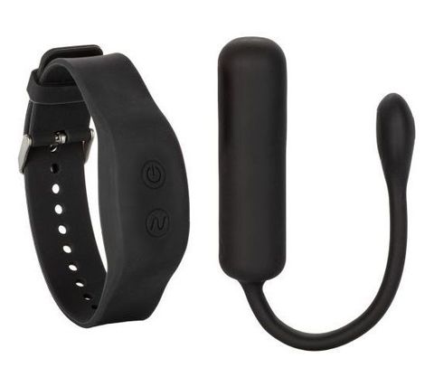 Черное виброяйцо с браслетом-пультом Wristband Remote Petite Bullet - California Exotic Novelties SE-0077-25-3