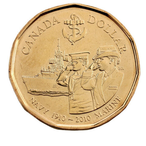 1 доллар 100 лет королевскому канадскому военно-морскому флоту 2010 год, Канада. UNC