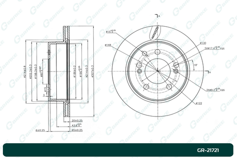 Диск тормозной вентилируемый G-brake  GR-21721