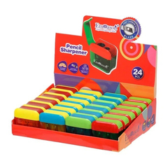 
          Точилка Basir, двойная, с контейнером, серия "Примоугольник", 4 цвета корпуса, с крышкой, 3.5 см