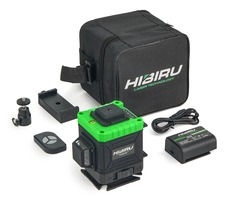 Профессиональный лазерный уровень HIBIRU 3D T-Basic дальность 20м, 12 лучей 360 градусов, самовыравнивание, кейс, пульт, откалиброван, гарантия