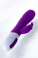 Фиолетовый вибратор JOS TATY с пульсирующими шариками - 21,5 см. - 