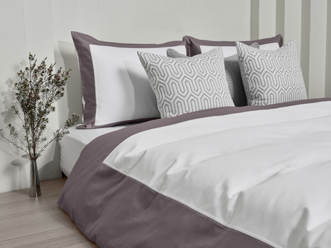 Постельное белье 2 спальное евро макси Сlaire&Caroll Frame белое с темно-серым