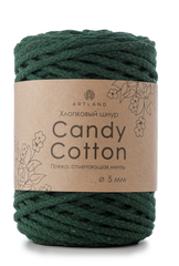 Плетёный шнур Candy cotton 5 мм, 500 гр, 100% х/б, 100 м, т. зеленый
