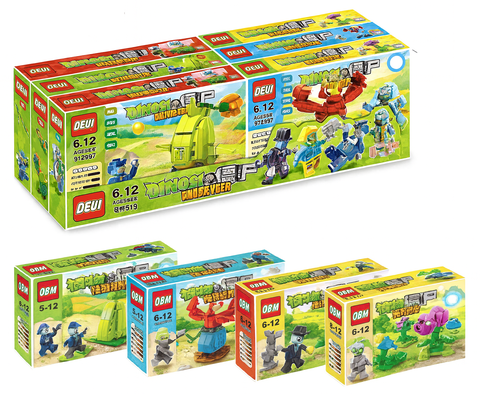 Конструктор Зомби против растений 90-100 дет, 4 вида в уп 8шт. Цена за шт.