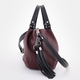 Сумка Саломея 607 гладкий бордо + черный