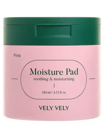 Vely Vely Pink Moisture Pad, Увлажняющие пэды с экстрактом опунции и PHA кислотой 60шт(140мл)