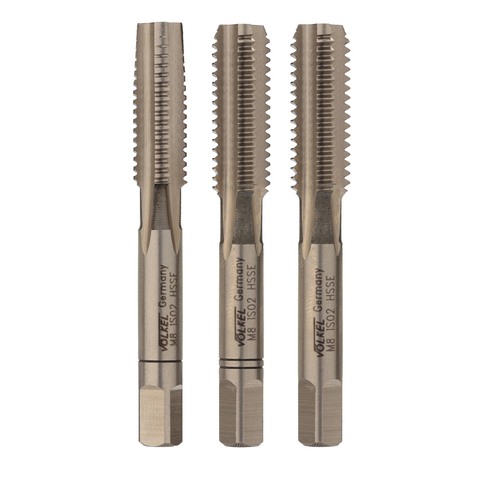 Метчик М 8,0х1,25 (Комплект 3шт) DIN352 HSSE 6h 56мм a=4,9 Volkel 57342