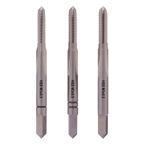 Метчик М 3,0х0,5 (Комплект 3шт) DIN352 HSS-G 6h 40мм a=2,7 Terrax by Ruko 230030TX