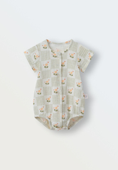 Боди из муслина (цветочек в клетке)