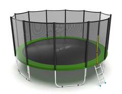 EVO JUMP External 16ft (Green) Батут с внешней сеткой и лестницей, диаметр 16ft (зеленый)
