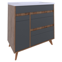 AVK2. Тумба навесная, 2 Ящика + 1 Дверь, 800, коллекция Ирма с умывальником Como 80 Дуб  Крафт Золотой, Графит древесный