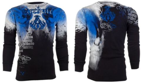 Archaic | Пуловер мужской Nightwatcher Black Blue AM1791BLWB от Affliction перед и спина