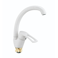 YUB4-A181-KW Смеситель для кух. мойки с пов.круглым изливом, ø40, гайка (корона), белый