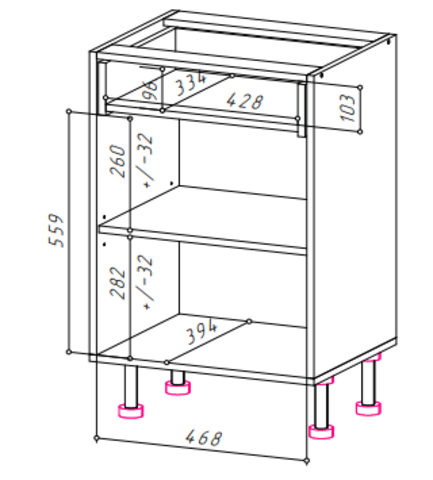YourHouse Стол неглубокий с ящиком С1ЯК-500