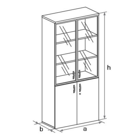 Шкаф высокий с глухими и стеклянными дверцами БОСТОН