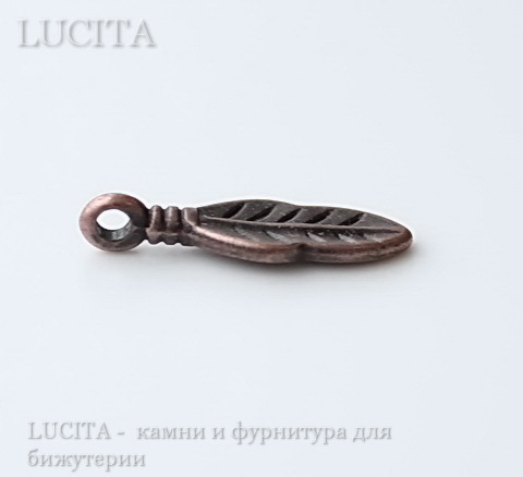Подвеска "Листочек" (цвет - античная медь) 16х6 мм, 5 штук ()