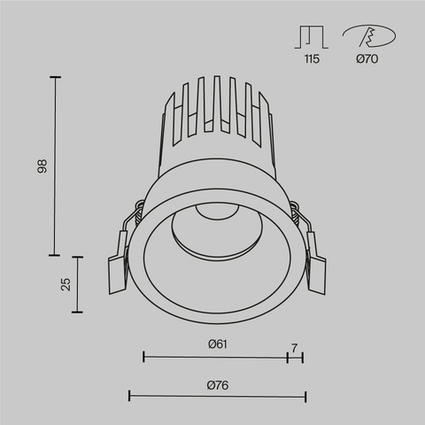 Встраиваемый светодиодный светильник Maytoni Dip DL117-15W-2.7K-W