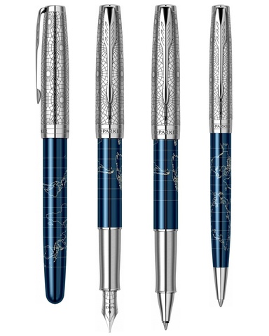 Ручка перьевая Parker Sonnet Atlas SE18 Blue Silver CT (2054838)