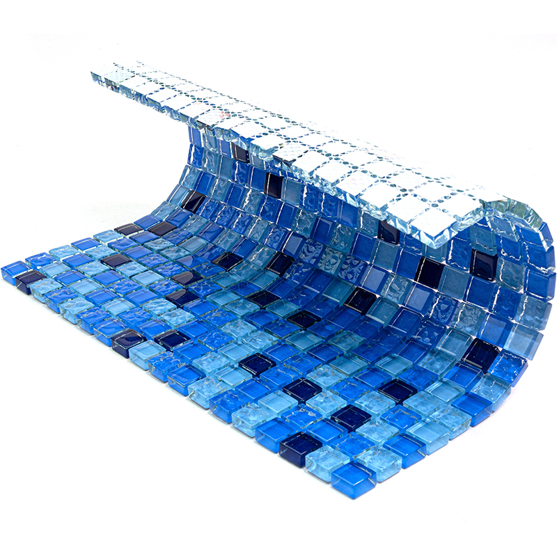 PST-023 Стеклянная мозаика Natural Pastel синий квадрат глянцевый