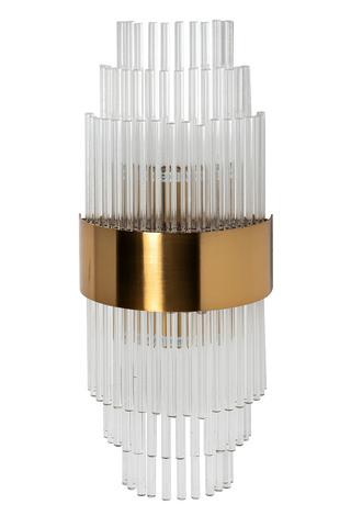 Бра настенное для спальни 50x10x20см Garda Decor прозрачное стекло/металл золотого цвета