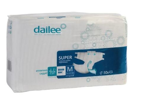 Dailee Super М (75-110 см), подгузники памперсы для взрослых