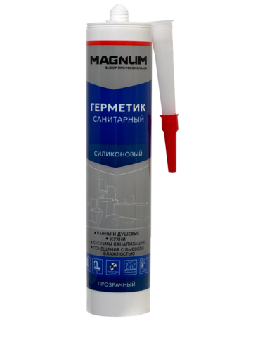 Герметик САНИТАРНЫЙ силиконовый MAGNUM белый, 280мл (уп - 24шт)