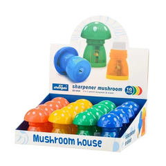 
          Точилка с ластиком Basir, одинарная, с контейнером, серия "Гриб", 4 цвета корпуса, с крышкой, 6*4.5 см