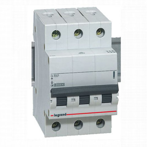 Автоматический выключатель трёхполюсный RX - 6 А, 4500 кА, тип С. Legrand (Легранд). 419705