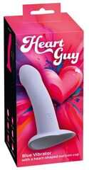 Голубой вибростимулятор на присоске Heart Guy - 17 см. - 