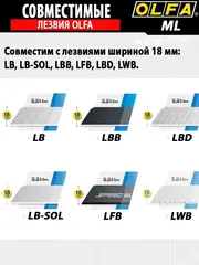 OLFA 18 мм, с выдвижным лезвием, металлический нож (OL-ML)