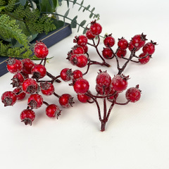 №2 Ягоды Шиповника зонтиком в сахарной обсыпке, на ветке 9 ягод по 15 мм, набор 5 шт.