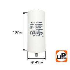 Конденсатор UNITED PARTS CBB60, 40 мкФ, 450В, 2 клеммы, шпилька M8 (90-0995)