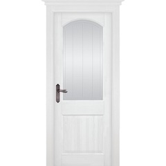 Купить Межкомнатная дверь массив сосны Осло Браш белая эмаль остеклённая