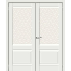 Купить Двустворчатая дверь эмалит Прима-3 White Matt остеклённая