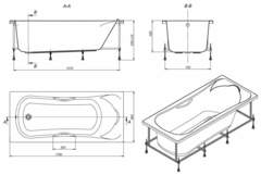 ВАННА АКРИЛОВАЯ ROCA BECOOL 170x80 с каркасом и сифоном