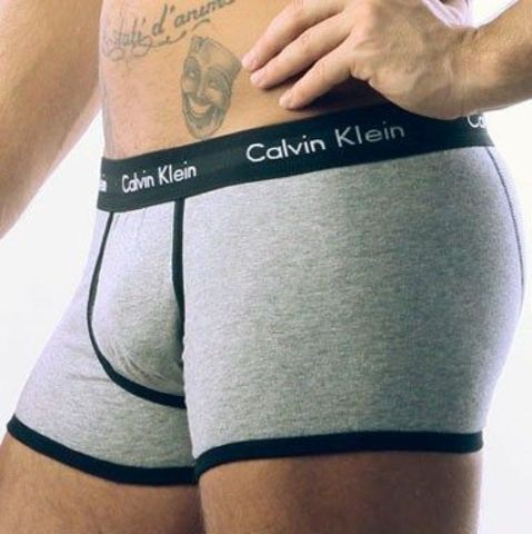 Мужские трусы хипсы серые с чёрной резинкой Calvin Klein 365 Grey Black Boxer