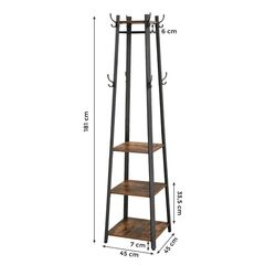 Вешалка напольная 45х45х181 см, Vasagle, сталь, 10 кг, LCR80X, корич-черн