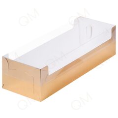 Коробка для рулета с пластиковой крышкой 300х110х80 мм (золото), 10шт