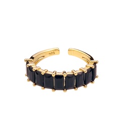 Латунное кольцо "Крупные Чёрные фианиты" gold