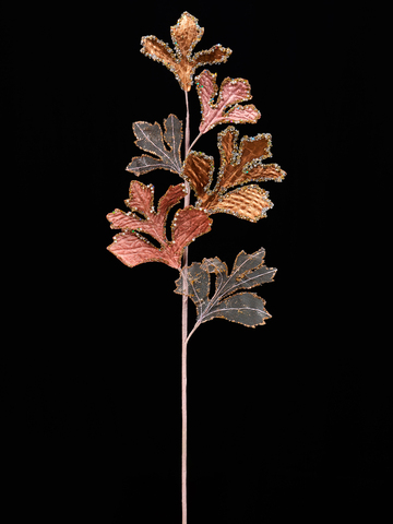 Веточка с листьями 15х71см ChristmasDeLuxe розовое золото