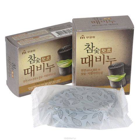 Mukunghwa Hardwood Charcoal Scrub Soap Мыло - скраб древесный уголь