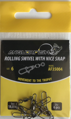 Anglerfish Rolling swivel with nice snap #6 Вертлюжок с застежкой(продажа от 5 шт)