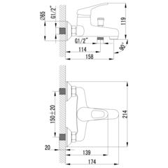 Смеситель для ванны LEMARK OMEGA – LM3102C