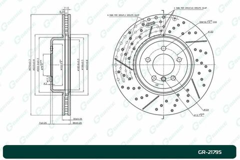 Диск тормозной перфорированный вентилируемый G-brake  GR-21795