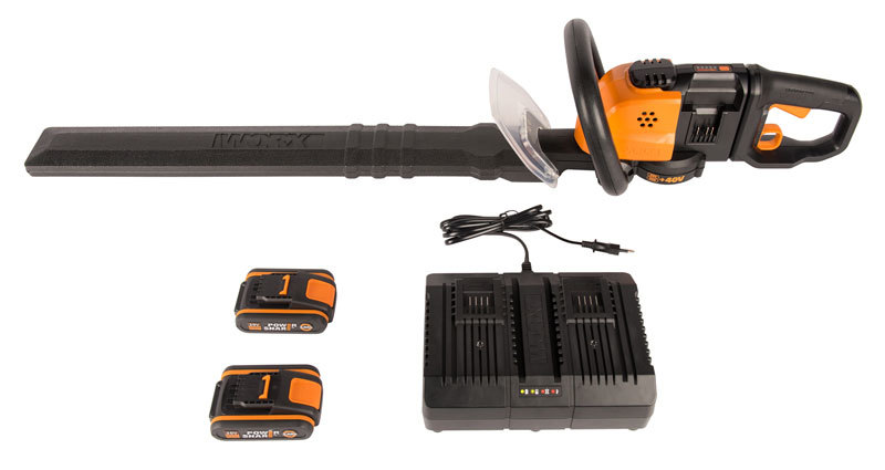 Кусторез аккумуляторный WORX WG284E, 40В, 60 см, 2*2,0 Ач, двойное ЗУ 2x2A