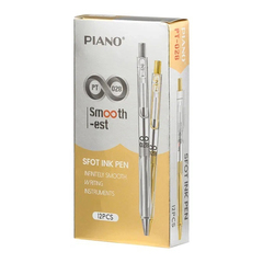 Ручка шариковая, масляная, Piano, синие чернила, серебристый и золотой корпус