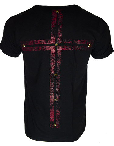 The Saints Sinphony | Футболка мужская SKULL FLAG BLACK RED GOLD S3187 спина