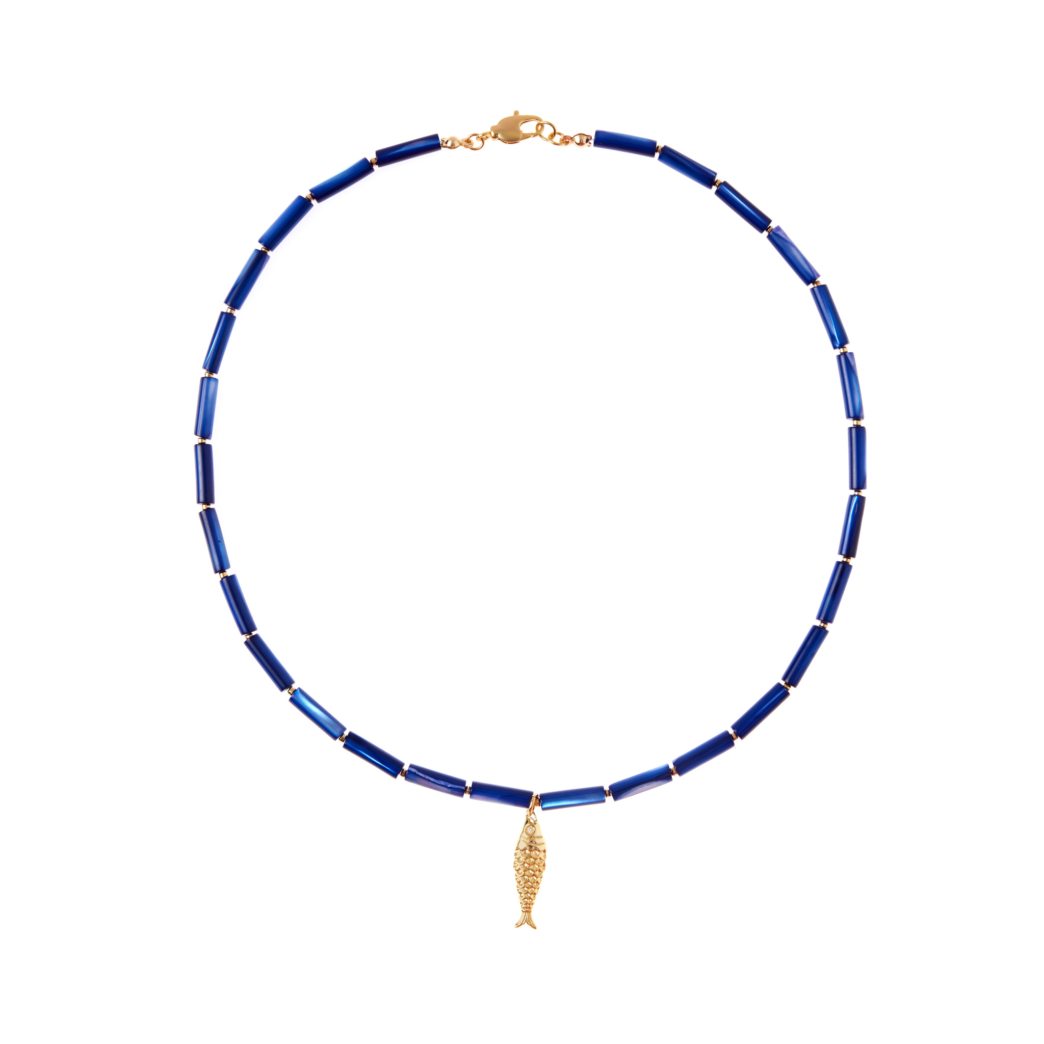 HOLLY JUNE Колье Gold Fish Tube Necklace - Dark Blue holly june колье laguna necklace – blue