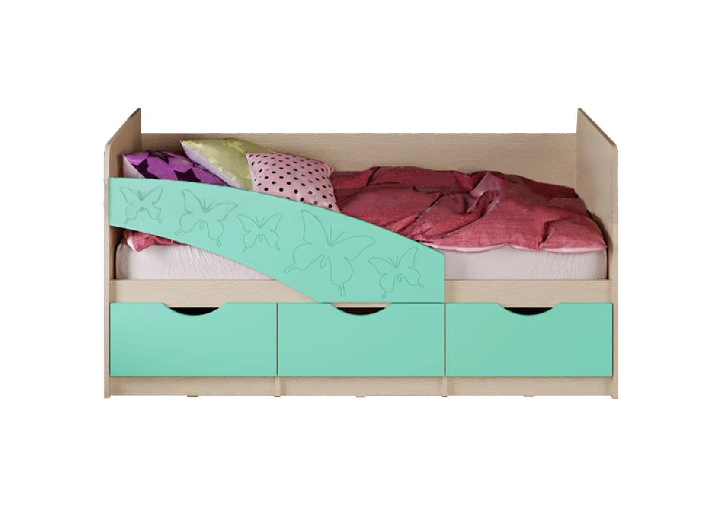 Детская кровать алиса с ящиками и бортом дельфин